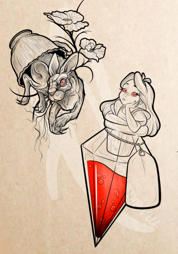 diseño-tattoo-alicia-en-el-pais-de-las-maravillas-madrid
